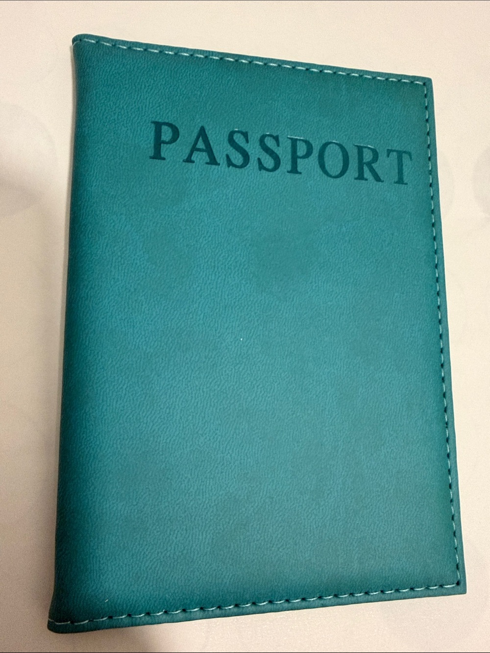 Teal Passport Holder with Embossed "PASSPORT"